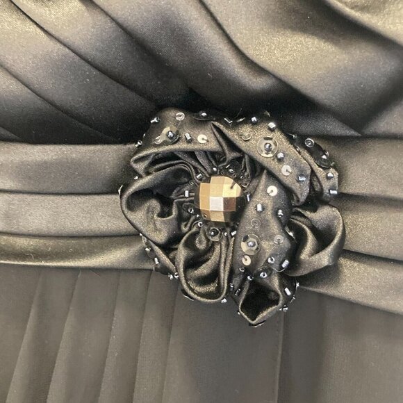 R&M Richards Chiffon Evening Dress Gown Sz‎ 16 Empire Waist Black Formal Wedding - Picture 6 of 16